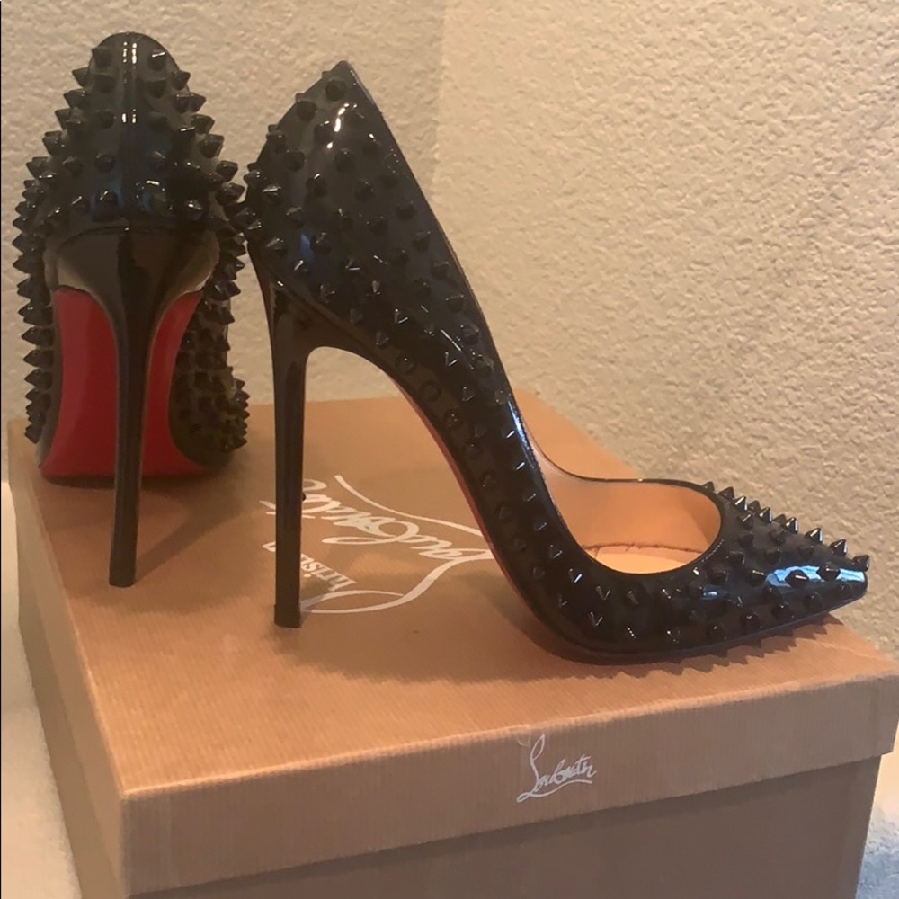 Christian Louboutin Black Patent Spike Pumps